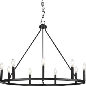 Progress Lighting Gilliam 9-Light Chandelier, Matte Black, Steel, Classic Form, 35.5" Diameter, 26.5" Height - 1 of 1