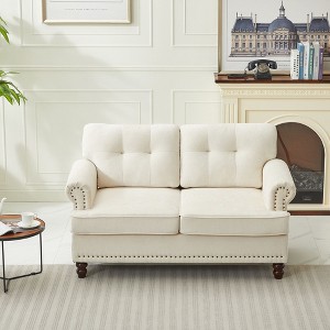 Hyleory 55.84" Upholstered Chenille Loveseat for Living Room Bedroom - 1 of 4