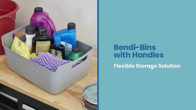 ECR4Kids Bendi-Bins with Handles, Flexible Plastic Storage, 14.6in x 11.4in, 6-Piece, 2 of 13, play video