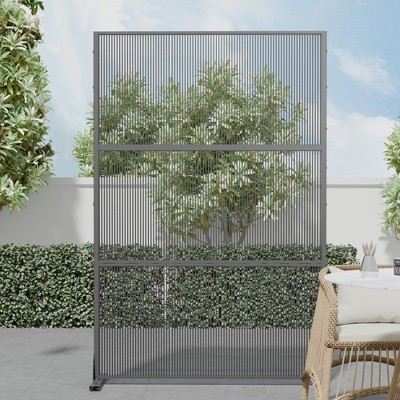 Lirago 72 in. Galvanized Metal Outdoor Privacy Screens Garden Outdoor Fence Black