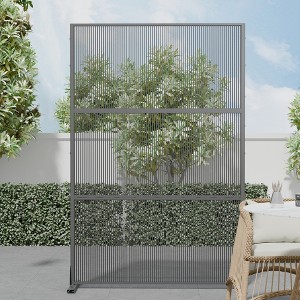 Lirago 72 in. Galvanized Metal Outdoor Privacy Screens Garden Outdoor Fence Black - 1 of 4