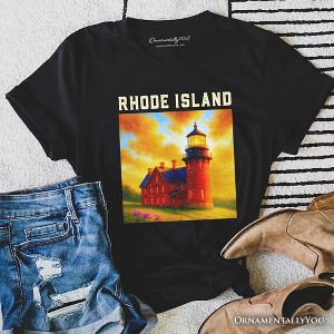 Charming Rhode Island State Southeast Lighthouse T-Shirt, Block Island Coastal Landmark Tee and Seaside Souvenir | OrnamentallyYou - 1 of 4