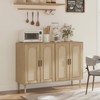 Homhougo Rattan Sideboard Buffet Cabinet, 4 Doors Accent Storage Cabinet, Console Table Coffee Bar with Power Outlet Ivory - 4 of 4