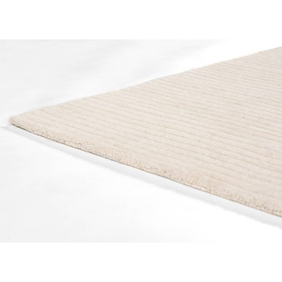 Handmade White Wool Rectangular Rug 2 ft x 4 ft