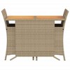 vidaXL 3-Piece Bistro Set - Beige Poly Rattan with Cushions, Acacia Wood Tabletop, Compact Outdoor Furniture for Patio/Garden - 4 of 4