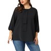 Agnes Orinda Women's Plus Size Chiffon Tie Round Neck  3/4 Sleeve Elegant Work Blouses - 2 of 4