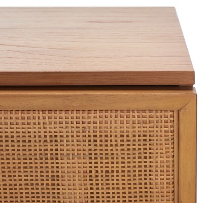 Natural Rattan and Black 3-Drawer Chest