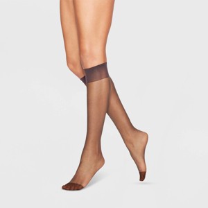 L'eggs Everyday Women's Reinforced Toe 10 Bonus Pack Knee Highs - Suntan One Size Fits Most: Solid Knit Hosiery - 1 of 3