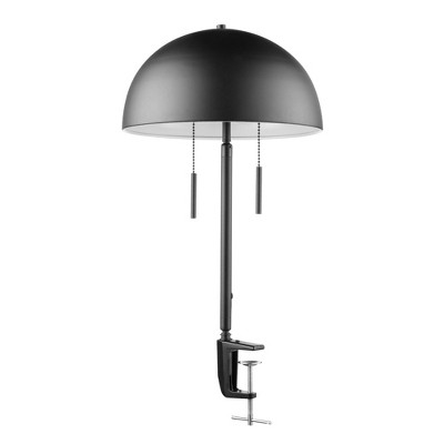 18" 2-Light Luna Clamp Arm Table Lamp with Mushroom Shade Matte Black - Globe Electric