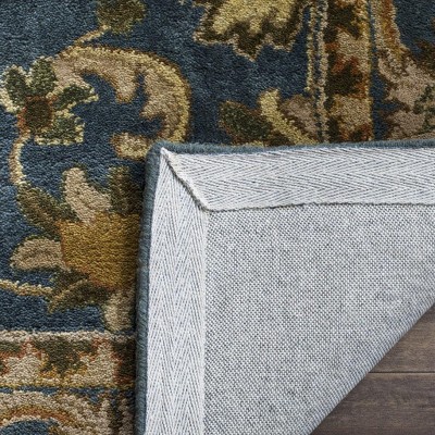 Antiquity Blue and Gold Hand-Tufted Wool Runner Rug