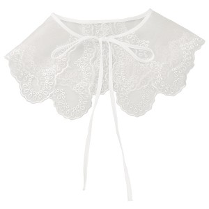 INSPIRE CHIC Women's Semi-Sheer Embroidery Neck Ruff Detachable Fake Dickey Collar Little Shawl 1 Pc - 1 of 4