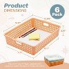 4E's Novelty 6 Pack Classroom Paper Baskets, Organizing Desk Boho Tray for A4 Papers, Classroom Plastic Paper Bins, Fun Turn In Trays for Teachers - 2 of 4