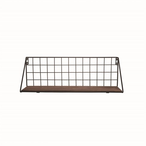 Large Distressed Wood And Metal Grid Hanging Wall Shelf Foreside Home Garden Target