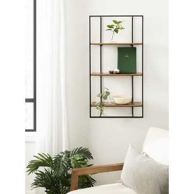 Kercheval Rustic Brown and Black 3-Tier Floating Wall Shelf