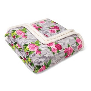 Twin Printed Pattern Plush Bed Blanket Camouflage Floral Pink - Betseyville
