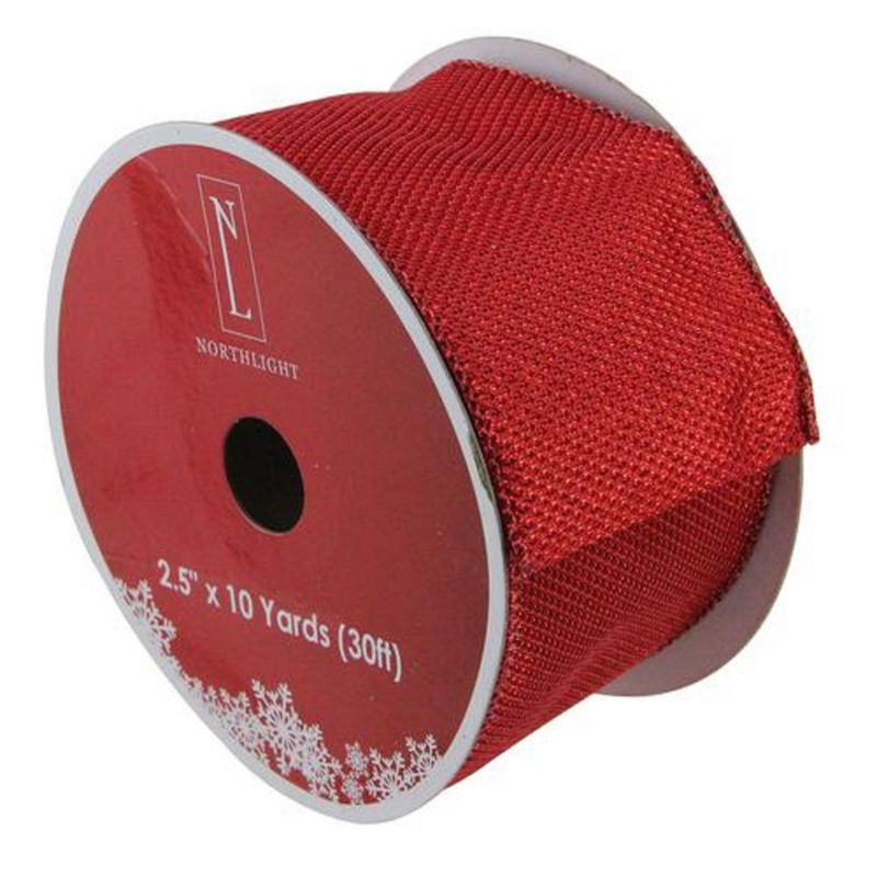 Northlight Shimmering Red Wired Christmas Craft Ribbon 2.5" x 10 Yards, 1 of 4