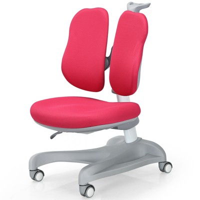 Tangkula Kids Study Chair w/Lockable Casters Adjustable Height for Growing Child Blue/Pink