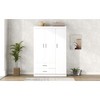 ORRD 3-Door Wardrobe with 2 Drawers, White Freestanding Closet for Bedroom, Storage Cabinet with Locking Drawer & Shelves - 4 of 4