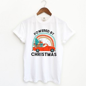 Simply Sage Market Women's Powered By Christmas Short Sleeve Garment Dyed Tee - 1 of 4