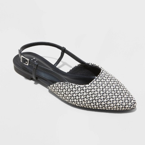 Black slingback store flats women's shoes