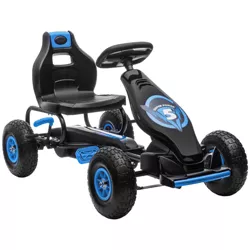 Aosom Ergonomic Pedal Go Kart Kids Ride-on Toy, Pedal Car with Tough, Wear-Resistant Tread, Go Cart Kids Car for Boys & Girls, Ages 5-12, Blue