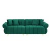 89" Velvet Sofa with Spring-Wrapped Cushions, 4 Throw Pillows & Metal Feet - 3 of 4