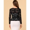 Allegra K Women's Tie Front Ruffled Hem Floral Lace Sheer Crop Bolero Shrug 2 Packs - 3 of 4