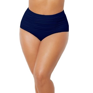 Swimsuits for All Women's Shirred High Waist Swim Brief (Plus Sizes Available) - 1 of 3