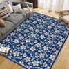 Floral Area Rugs Boho Style Washable Low Pile Non Slip Indoor Carpet for Nursery Playroom Bedroom Living Room - 3 of 4
