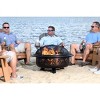 Endless Summer Round Wood Burning Outdoor Fire Pit with Geometric Design Brown: Portable, Mesh Spark Guard, Steel Frame - 2 of 3