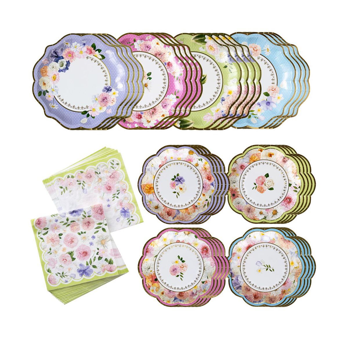 Kate Aspen Tea Time Party 62 Piece Party Tableware Set (16 Guests) | 00246NA-KIT