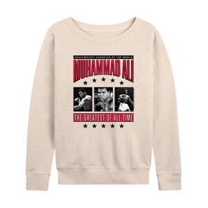 Women's - Muhammad Ali - Boxing -Women's French Terry Long Sleeve Shirt Lightweight French Terry Wide Neck Long Sleeve Shirt - 1 of 4