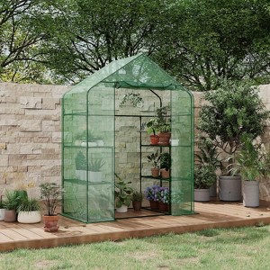 GustoWave 57x29x77 Inch Portable Walk-In Greenhouse with 4 Wire Shelves - 1 of 4