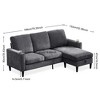 VYNXARIA Modern Design Chenille 3 Seat L-Shape Sectional Sofa with Storage Chaise for Apartment, Studio, Office,Living Room,L shape - 4 of 4