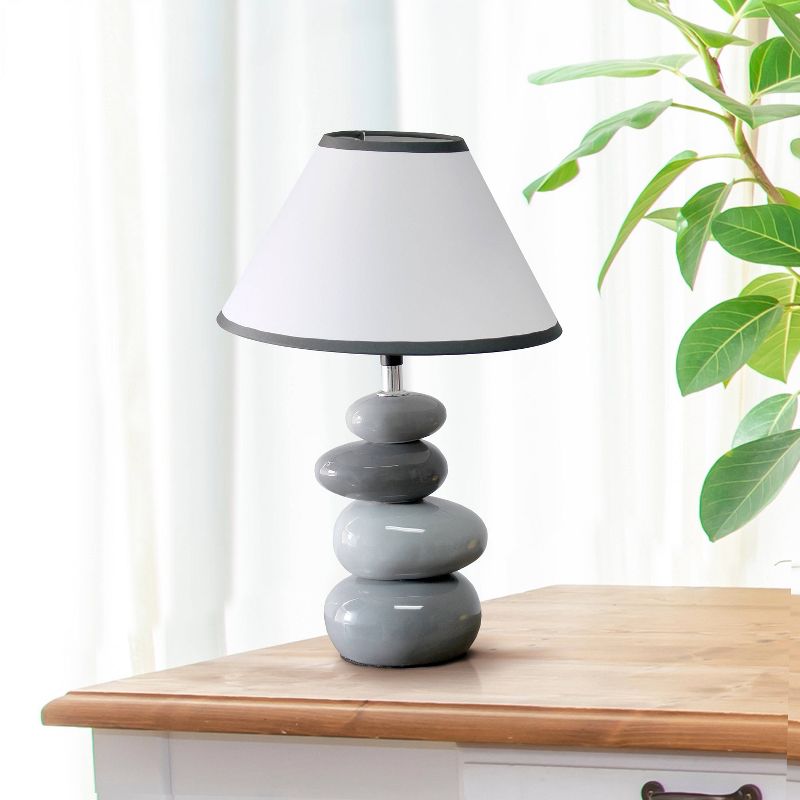 14.7&#34; Contemporary Ceramic Stacking Stones Table Desk Lamp Gray - Creekwood Home, 3 of 9