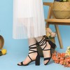 Perphy Women's Long Lace Up Open Toe Mid Chunky Open Toe Heel Sandals - 2 of 4
