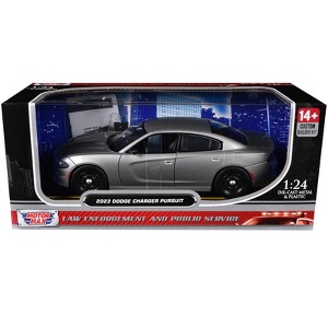 2023 Dodge Charger Pursuit Police Car Silver Metallic "Custom Builder's Kit" 1/24 Diecast Model Car by Motormax - 1 of 1