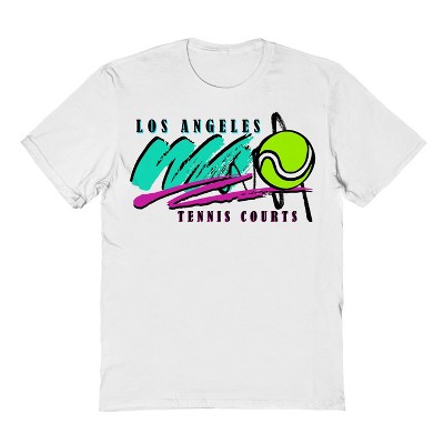 Rerun Island Men's La Tennis Courts Short Sleeve Graphic Cotton T-Shirt