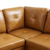 Tan Semi-PU Leather Sectional Sofa - Modern L-Shaped Design, Tufted Cushions, Decorative Pillows, Storage Ottoman - 4 of 4