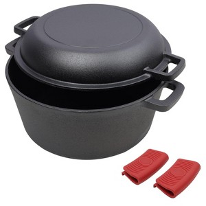 SEVOBAL Grill Cookware 2 in 1 Outdoor Oven with Skillet Lid for Versatile Cooking and Campfire Use Area, Black, 12.5"*10.2"*6.2" - 1 of 4