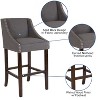Emma and Oliver 30"H Transitional Upholstered Walnut Barstool with Accent Nails - 3 of 4