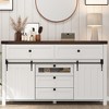 WhizMax 5 Drawers Dresser for Bedroom with Sliding Barn Doors, Wood Dresser & Chest of Drawers, Dresser Organizer for Bedroom, Living Room, White - 3 of 4