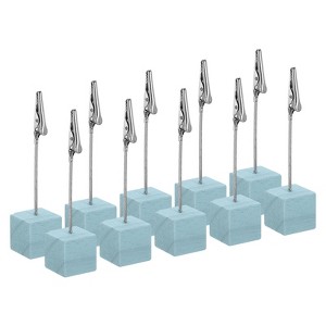 Unique Bargains Wood Base Table Number Memo Clip Place Card Holder 10 Pcs - 1 of 4