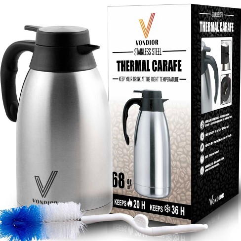 Thermal Coffee Carafe 68 Oz - 12 Hours Hot Beverage Dispenser, Insulated  Stainle