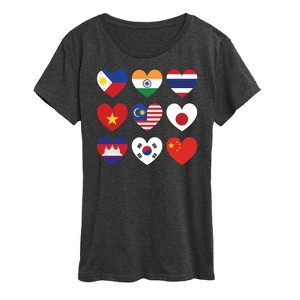 Women's - Instant Message - AAPI Heart Flags Short Sleeve Graphic T-Shirt - 1 of 4