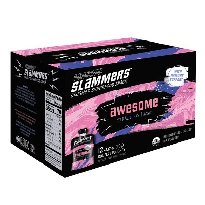 Organic Slammers Superfood Snack Awesome Fruit & Veggie Pouches - 3.17oz 12pk