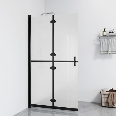VidaXL Foldable Walk-in Shower Wall Frosted ESG Glass 35.4 in.x74.8 in.