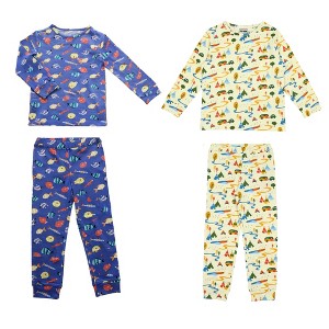 Ola! Otter 2 Pack Full Sleeve Nightsuit - Fuzzy Fishes & Camping - Blue & Off-white - 1 of 4