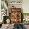 Aoibox 5 Drawer Fabric Dresser Tall Chest of Drawers with Wood Top Storage Organizer Sturdy Steel Frame Rustic Brown Suitable for Bedroom - 2 of 4
