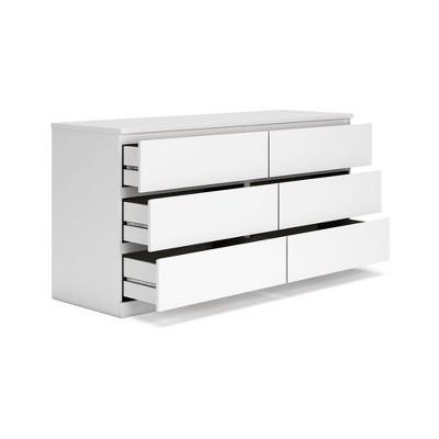 White Modern 6-Drawer Dresser with Ball Bearing Glides
